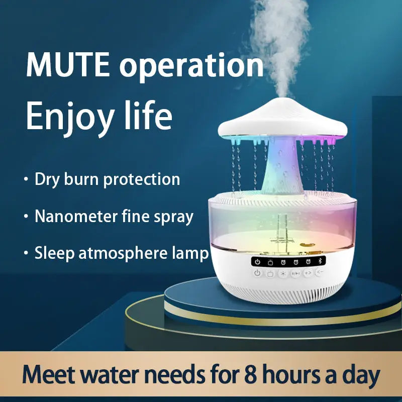 Mushroom Cloud LED Lamp Portable Essential Oil Rain Cloud Ultrasonic Humidifier 7 Colorful