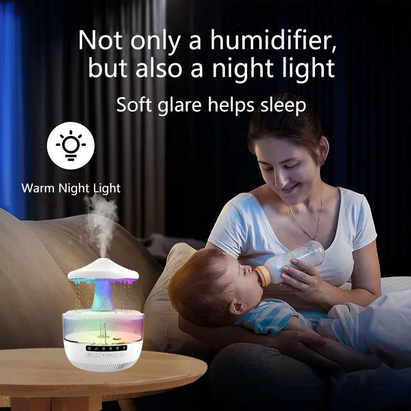 Mushroom Cloud LED Lamp Portable Essential Oil Rain Cloud Ultrasonic Humidifier 7 Colorful