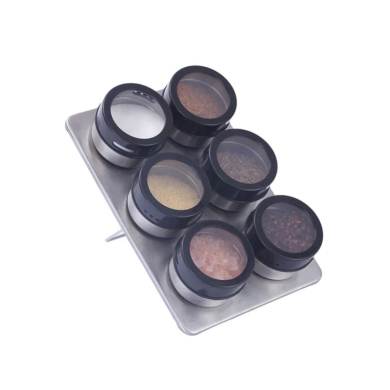 Kitchen Stainless Steel Magnetic Spice Jar Set 6 PCS
