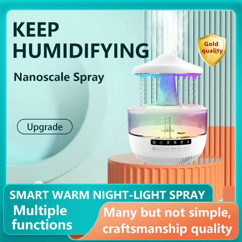 Mushroom Cloud LED Lamp Portable Essential Oil Rain Cloud Ultrasonic Humidifier 7 Colorful