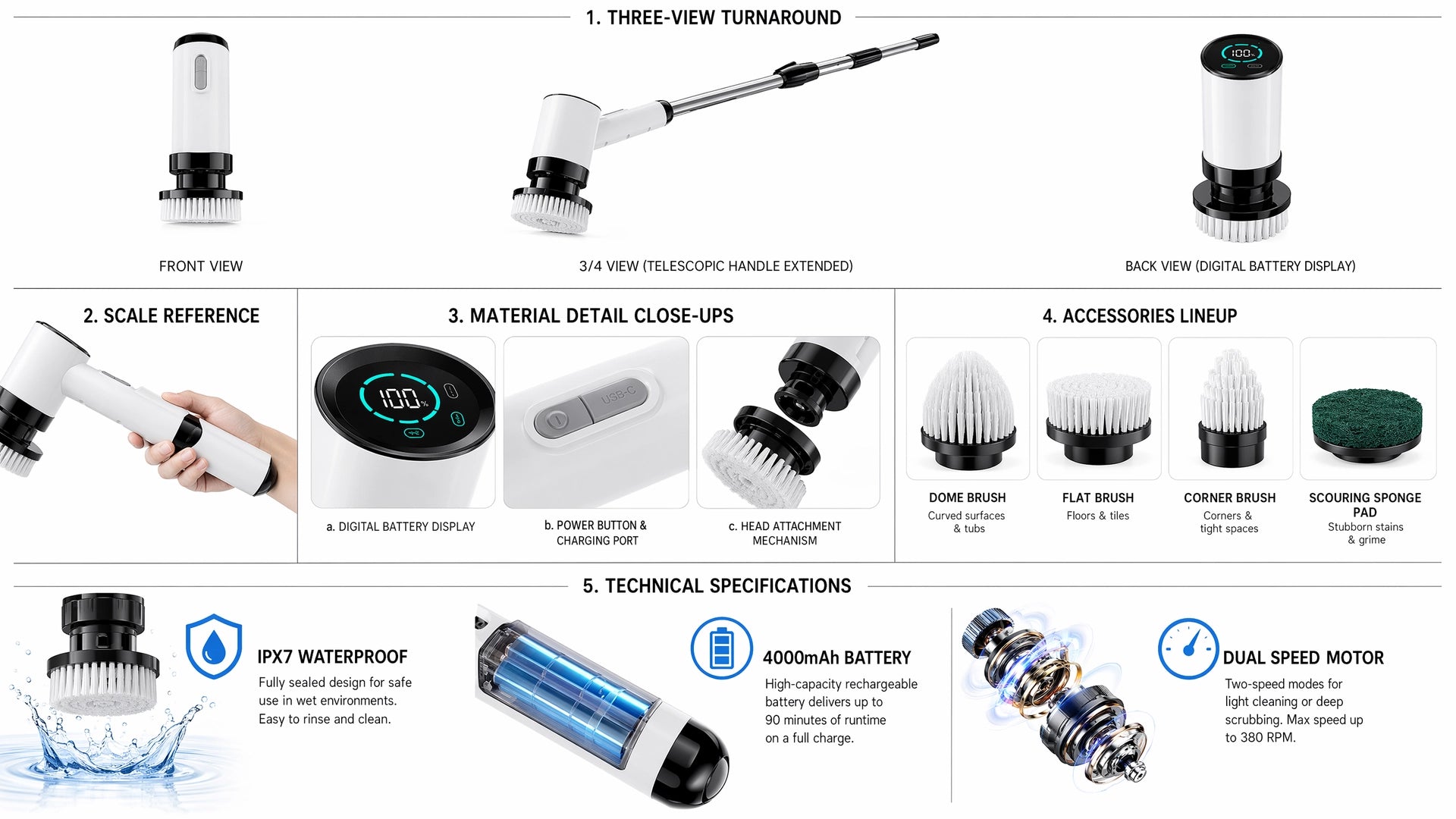 Multifunctional Electric Cleaning Brush